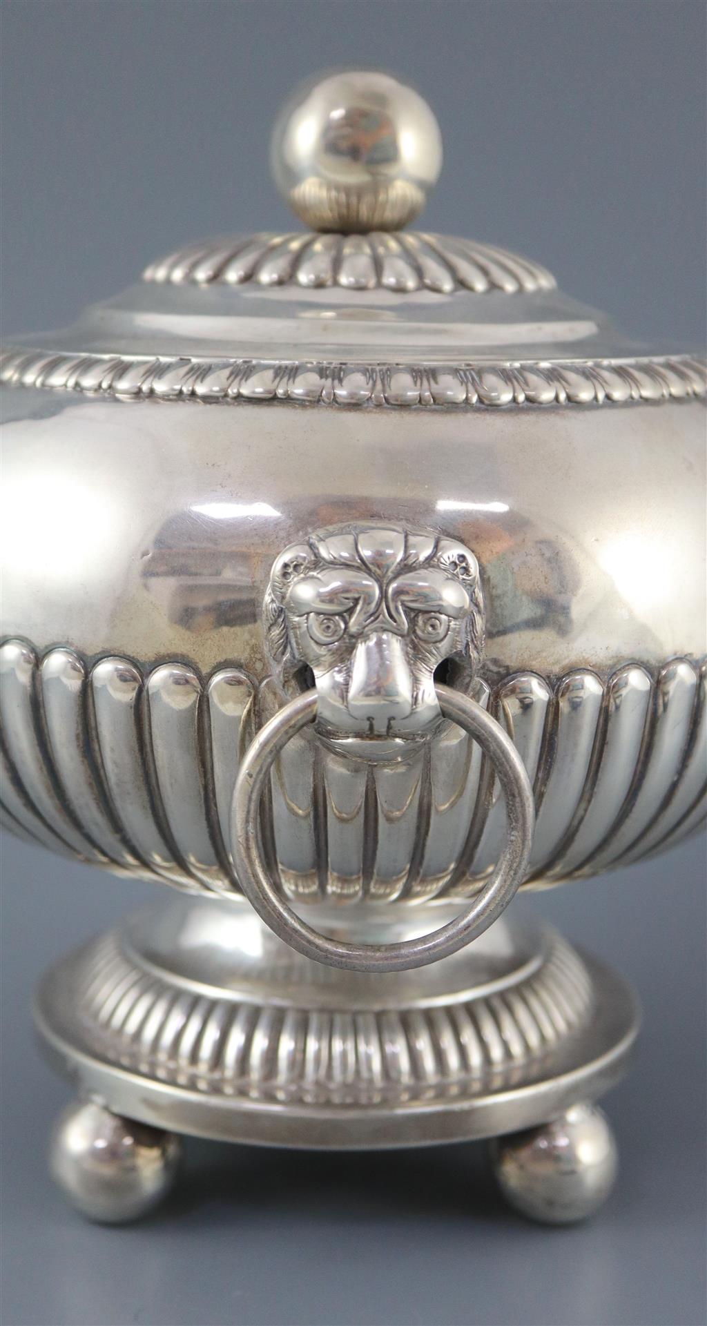 An early 19th century Anglo-Indian demi-fluted silver circular vegetable tureen and cover, by Robert Gordon, Madras,